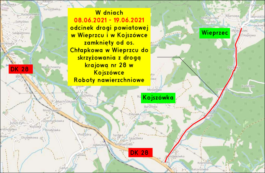 Zamknięcie drogi powiatowej Wieprzec